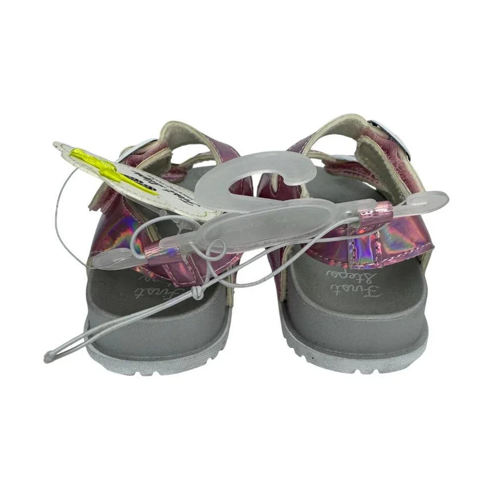 First Steps By Stepping Stones Iridescent Pink Velcro Strap Sandals Size 5 Toddl